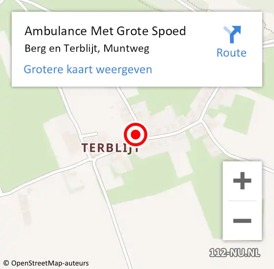 Locatie op kaart van de 112 melding: Ambulance Met Grote Spoed Naar Berg en Terblijt, Muntweg op 18 februari 2014 14:56