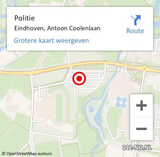 Locatie op kaart van de 112 melding: Politie Eindhoven, Antoon Coolenlaan op 8 maart 2018 19:47