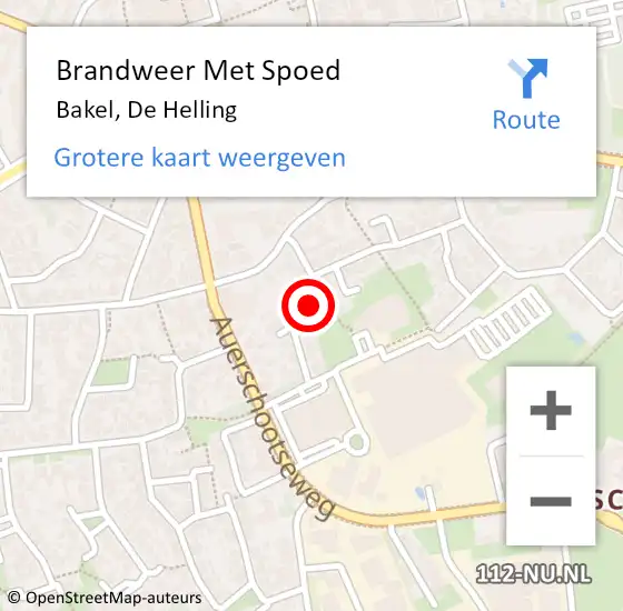 Locatie op kaart van de 112 melding: Brandweer Met Spoed Naar Bakel, De Helling op 8 maart 2018 22:41