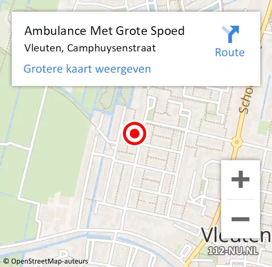 Locatie op kaart van de 112 melding: Ambulance Met Grote Spoed Naar Vleuten, Camphuysenstraat op 8 maart 2018 22:54