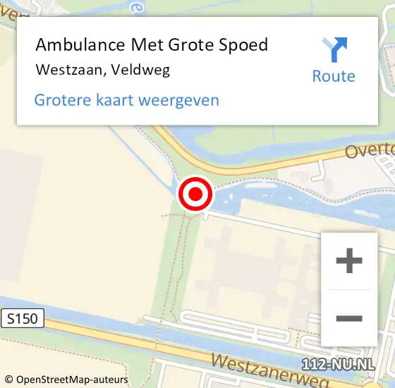 Locatie op kaart van de 112 melding: Ambulance Met Grote Spoed Naar Westzaan, Veldweg op 8 maart 2018 23:43