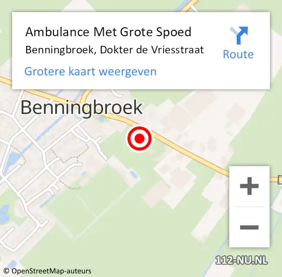 Locatie op kaart van de 112 melding: Ambulance Met Grote Spoed Naar Benningbroek, Dokter de Vriesstraat op 9 maart 2018 01:26