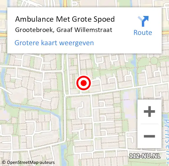 Locatie op kaart van de 112 melding: Ambulance Met Grote Spoed Naar Grootebroek, Graaf Willemstraat op 9 maart 2018 02:28