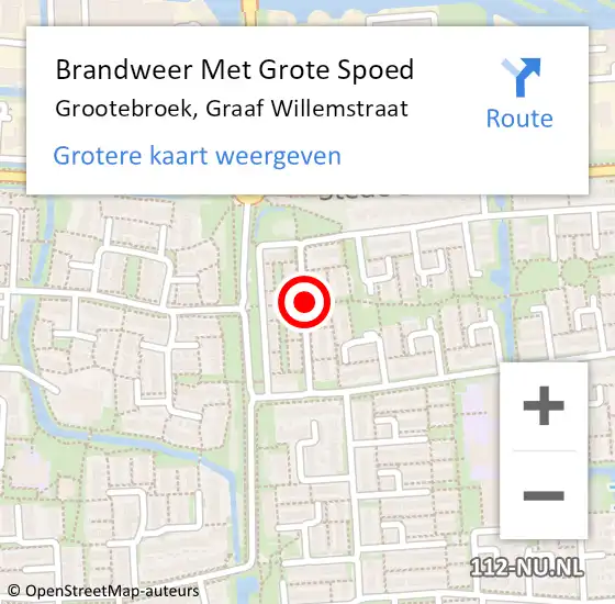 Locatie op kaart van de 112 melding: Brandweer Met Grote Spoed Naar Grootebroek, Graaf Willemstraat op 9 maart 2018 02:45