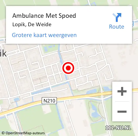 Locatie op kaart van de 112 melding: Ambulance Met Spoed Naar Lopik, De Weide op 9 maart 2018 04:18