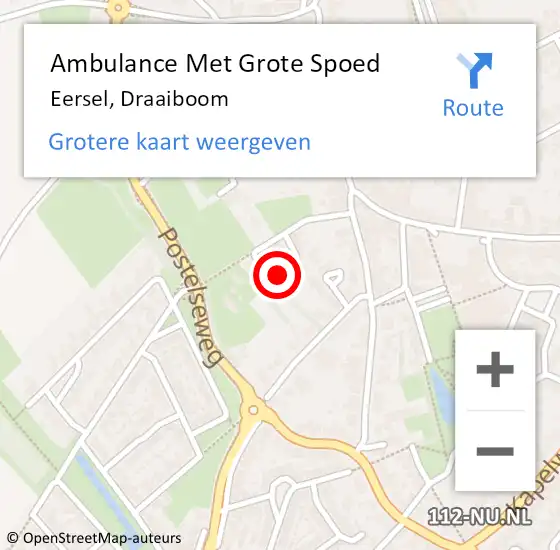 Locatie op kaart van de 112 melding: Ambulance Met Grote Spoed Naar Eersel, Draaiboom op 9 maart 2018 04:49