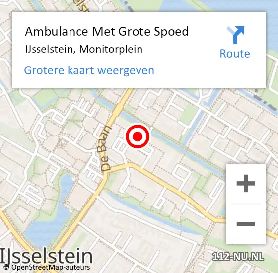 Locatie op kaart van de 112 melding: Ambulance Met Grote Spoed Naar IJsselstein, Monitorplein op 9 maart 2018 04:49