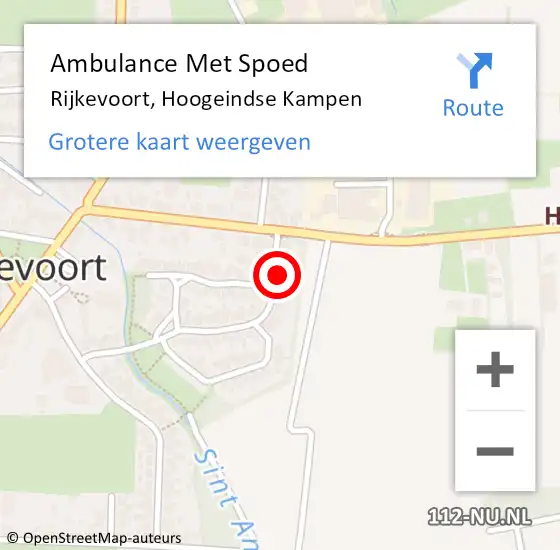 Locatie op kaart van de 112 melding: Ambulance Met Spoed Naar Rijkevoort, Hoogeindse Kampen op 9 maart 2018 05:37