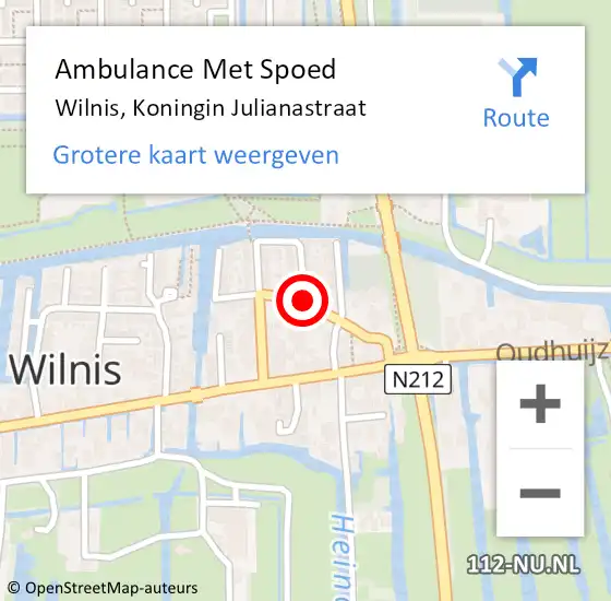 Locatie op kaart van de 112 melding: Ambulance Met Spoed Naar Wilnis, Koningin Julianastraat op 9 maart 2018 05:52