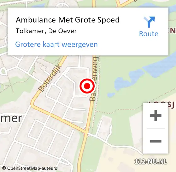 Locatie op kaart van de 112 melding: Ambulance Met Grote Spoed Naar Tolkamer, De Oever op 9 maart 2018 05:56