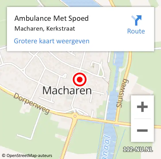Locatie op kaart van de 112 melding: Ambulance Met Spoed Naar Macharen, Kerkstraat op 9 maart 2018 06:56