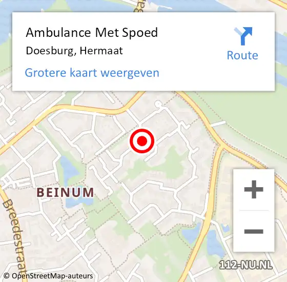Locatie op kaart van de 112 melding: Ambulance Met Spoed Naar Doesburg, Hermaat op 9 maart 2018 07:33