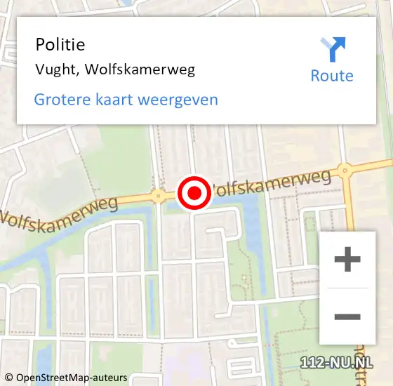 Locatie op kaart van de 112 melding: Politie Vught, Wolfskamerweg op 9 maart 2018 07:46