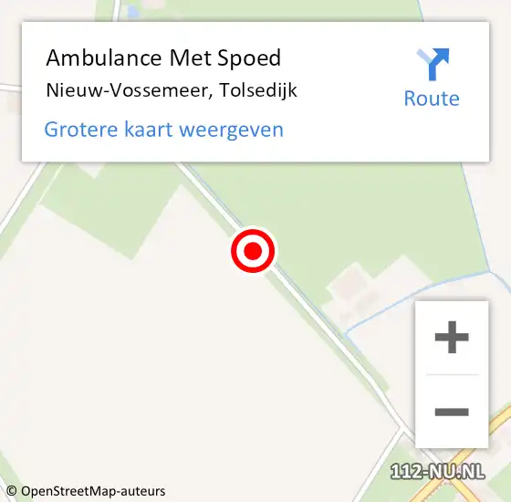 Locatie op kaart van de 112 melding: Ambulance Met Spoed Naar Nieuw-Vossemeer, Tolsedijk op 9 maart 2018 07:58