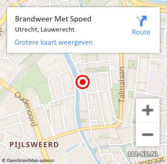 Locatie op kaart van de 112 melding: Brandweer Met Spoed Naar Utrecht, Lauwerecht op 9 maart 2018 08:10