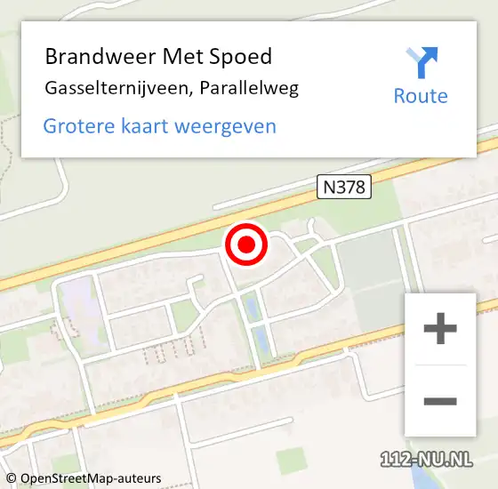 Locatie op kaart van de 112 melding: Brandweer Met Spoed Naar Gasselternijveen, Parallelweg op 9 maart 2018 08:25