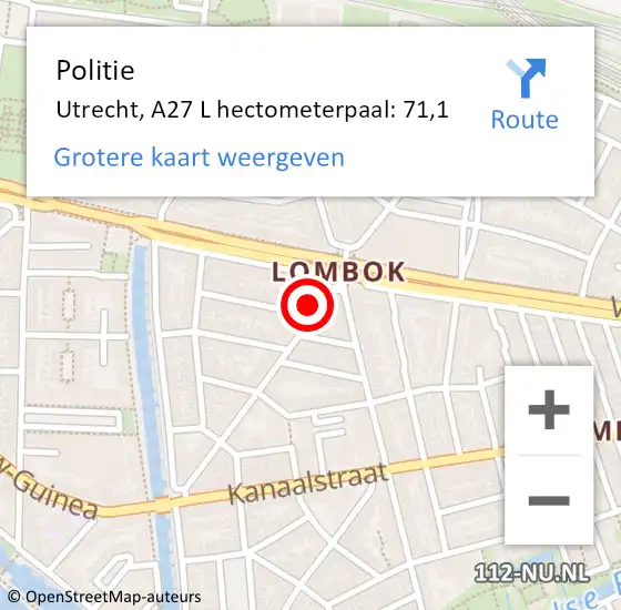 Locatie op kaart van de 112 melding: Politie Utrecht, A28 L hectometerpaal: 2,5 op 9 maart 2018 08:34