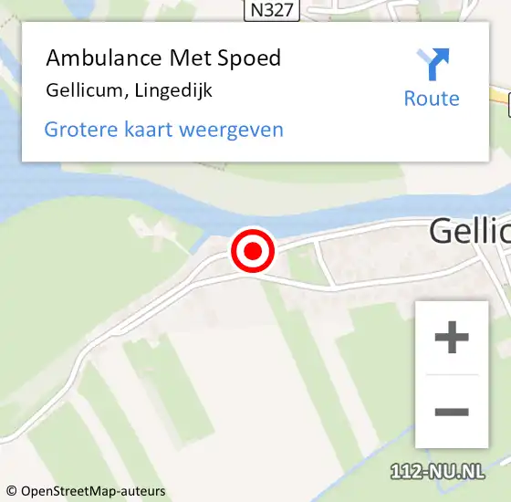 Locatie op kaart van de 112 melding: Ambulance Met Spoed Naar Gellicum, Lingedijk op 9 maart 2018 08:35