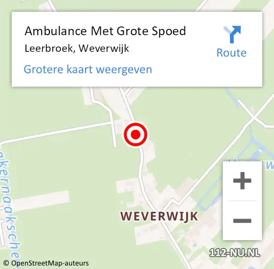 Locatie op kaart van de 112 melding: Ambulance Met Grote Spoed Naar Leerbroek, Weverwijk op 9 maart 2018 08:41