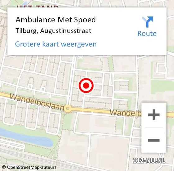 Locatie op kaart van de 112 melding: Ambulance Met Spoed Naar Tilburg, Augustinusstraat op 9 maart 2018 08:43