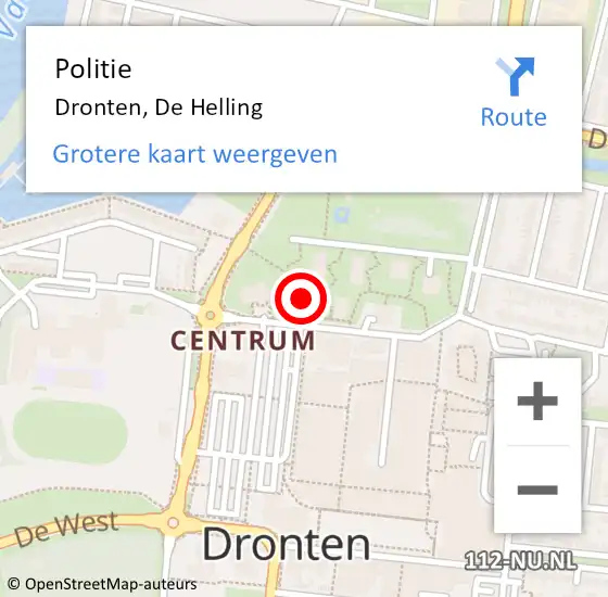 Locatie op kaart van de 112 melding: Politie Dronten, De Helling op 9 maart 2018 08:57