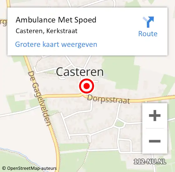 Locatie op kaart van de 112 melding: Ambulance Met Spoed Naar Casteren, Kerkstraat op 9 maart 2018 11:02