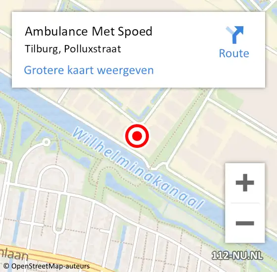 Locatie op kaart van de 112 melding: Ambulance Met Spoed Naar Tilburg, Polluxstraat op 9 maart 2018 11:09