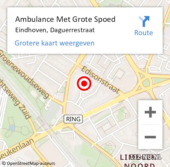 Locatie op kaart van de 112 melding: Ambulance Met Grote Spoed Naar Eindhoven, Daguerrestraat op 9 maart 2018 11:11