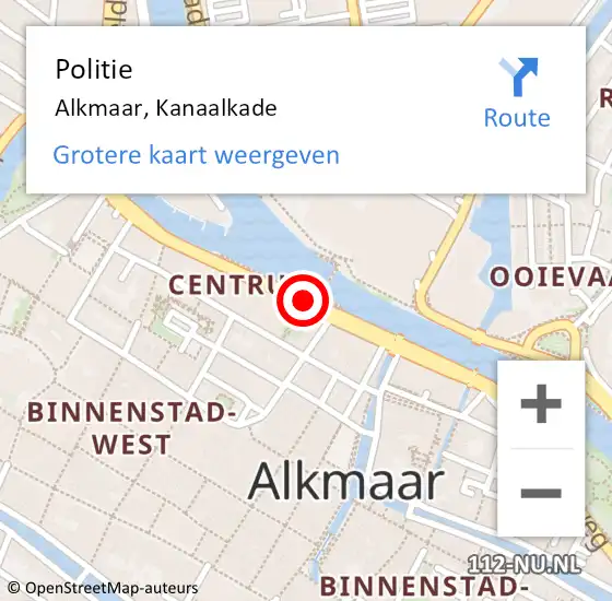 Locatie op kaart van de 112 melding: Politie Alkmaar, Kanaalkade op 9 maart 2018 11:18