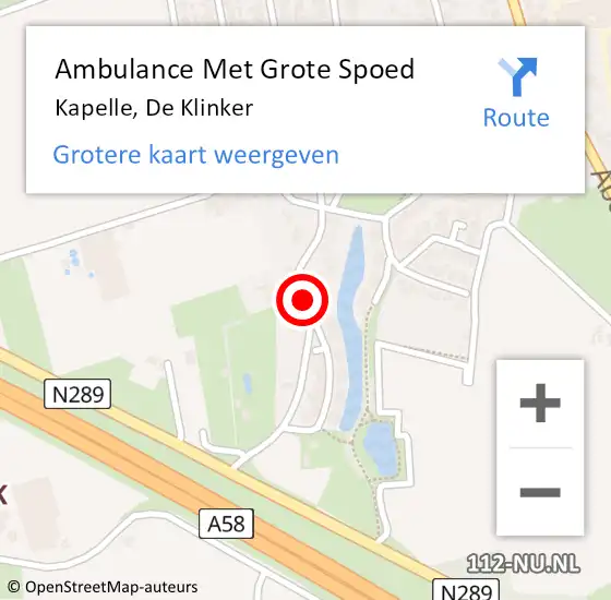 Locatie op kaart van de 112 melding: Ambulance Met Grote Spoed Naar Kapelle, De Klinker op 9 maart 2018 11:41