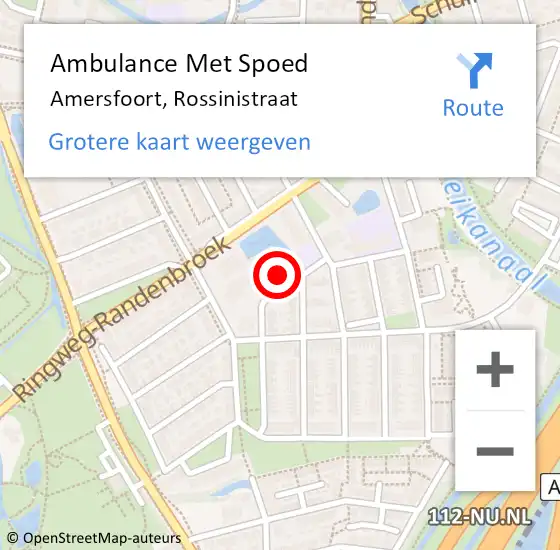 Locatie op kaart van de 112 melding: Ambulance Met Spoed Naar Amersfoort, Rossinistraat op 9 maart 2018 11:57