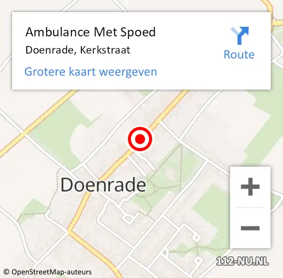 Locatie op kaart van de 112 melding: Ambulance Met Spoed Naar Doenrade, Kerkstraat op 18 februari 2014 15:59