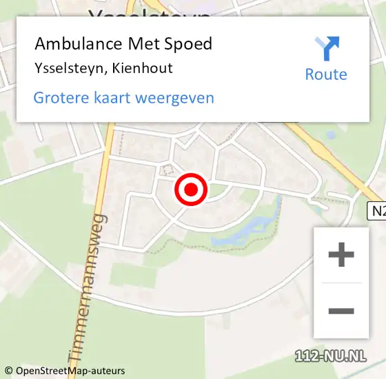 Locatie op kaart van de 112 melding: Ambulance Met Spoed Naar Ysselsteyn, Kienhout op 18 februari 2014 15:59