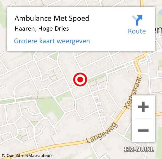 Locatie op kaart van de 112 melding: Ambulance Met Spoed Naar Haaren, Hoge Dries op 9 maart 2018 12:22