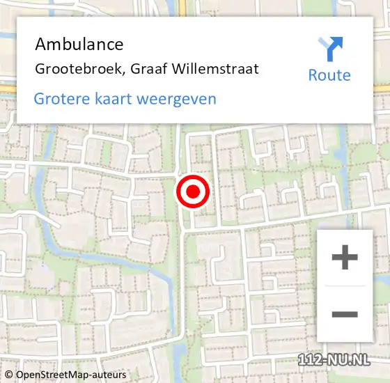 Locatie op kaart van de 112 melding: Ambulance Grootebroek, Graaf Willemstraat op 9 maart 2018 13:10