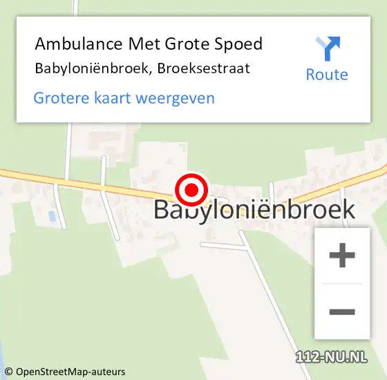 Locatie op kaart van de 112 melding: Ambulance Met Grote Spoed Naar Babyloniënbroek, Broeksestraat op 9 maart 2018 13:18