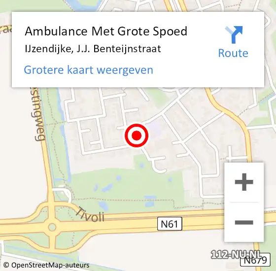 Locatie op kaart van de 112 melding: Ambulance Met Grote Spoed Naar IJzendijke, J.J. Benteijnstraat op 9 maart 2018 13:22