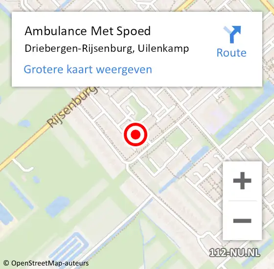 Locatie op kaart van de 112 melding: Ambulance Met Spoed Naar Driebergen-Rijsenburg, Uilenkamp op 9 maart 2018 13:31