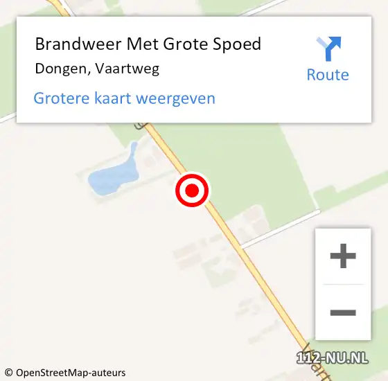 Locatie op kaart van de 112 melding: Brandweer Met Grote Spoed Naar Dongen, Vaartweg op 9 maart 2018 13:38