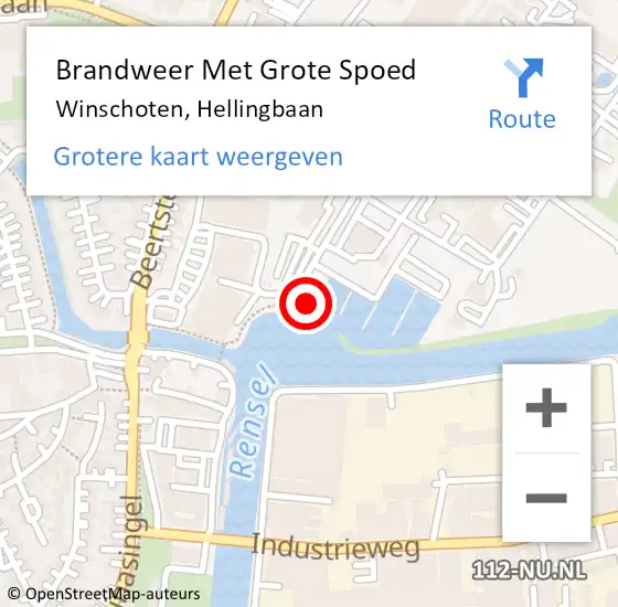 Locatie op kaart van de 112 melding: Brandweer Met Grote Spoed Naar Winschoten, Hellingbaan op 9 maart 2018 14:04