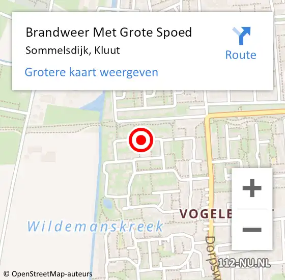 Locatie op kaart van de 112 melding: Brandweer Met Grote Spoed Naar Sommelsdijk, Kluut op 9 maart 2018 14:23