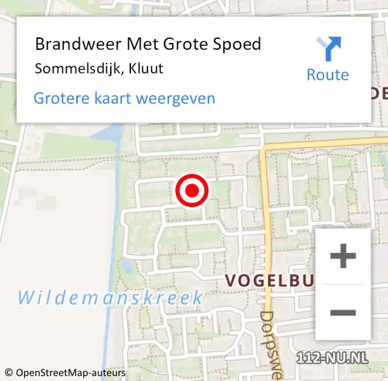 Locatie op kaart van de 112 melding: Brandweer Met Grote Spoed Naar Sommelsdijk, Kluut op 9 maart 2018 14:24