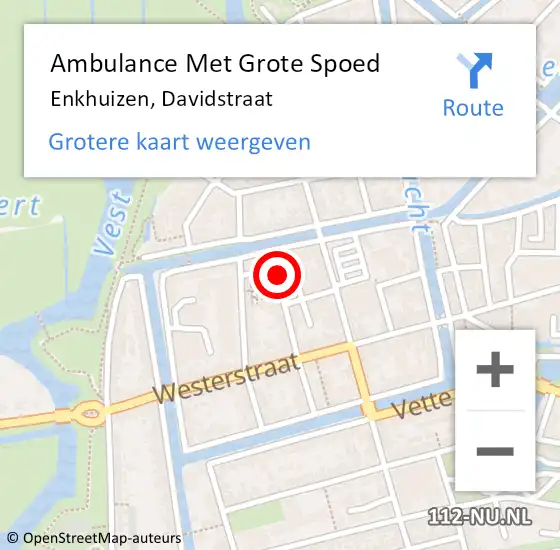 Locatie op kaart van de 112 melding: Ambulance Met Grote Spoed Naar Enkhuizen, Davidstraat op 9 maart 2018 14:27