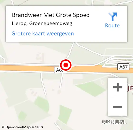 Locatie op kaart van de 112 melding: Brandweer Met Grote Spoed Naar Lierop, Groenebeemdweg op 9 maart 2018 14:42