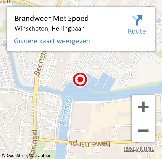 Locatie op kaart van de 112 melding: Brandweer Met Spoed Naar Winschoten, Hellingbaan op 9 maart 2018 14:55