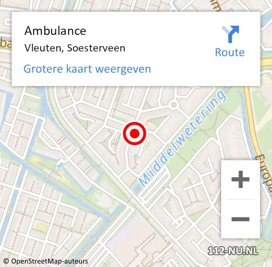 Locatie op kaart van de 112 melding: Ambulance Vleuten, Soesterveen op 9 maart 2018 15:09