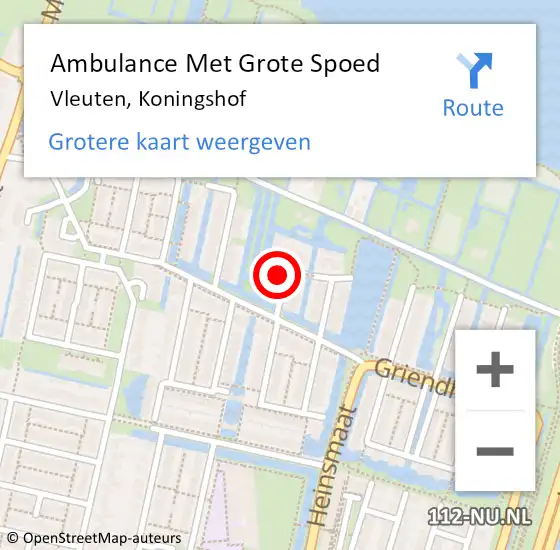 Locatie op kaart van de 112 melding: Ambulance Met Grote Spoed Naar Vleuten, Koningshof op 9 maart 2018 15:22