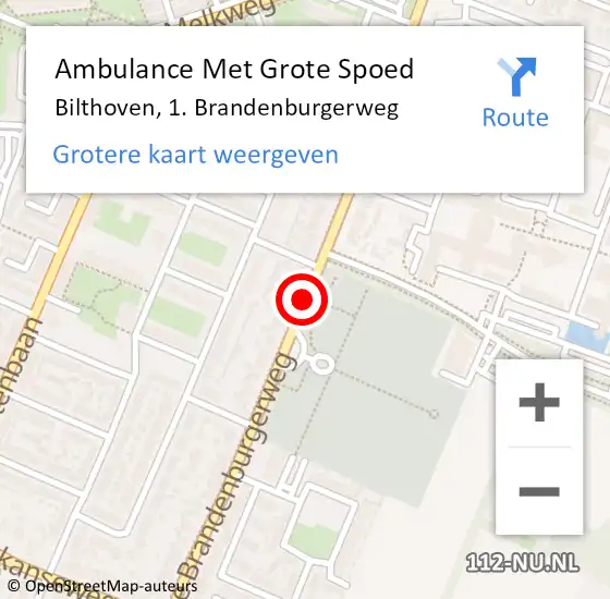 Locatie op kaart van de 112 melding: Ambulance Met Grote Spoed Naar Bilthoven, 1. Brandenburgerweg op 18 februari 2014 16:29