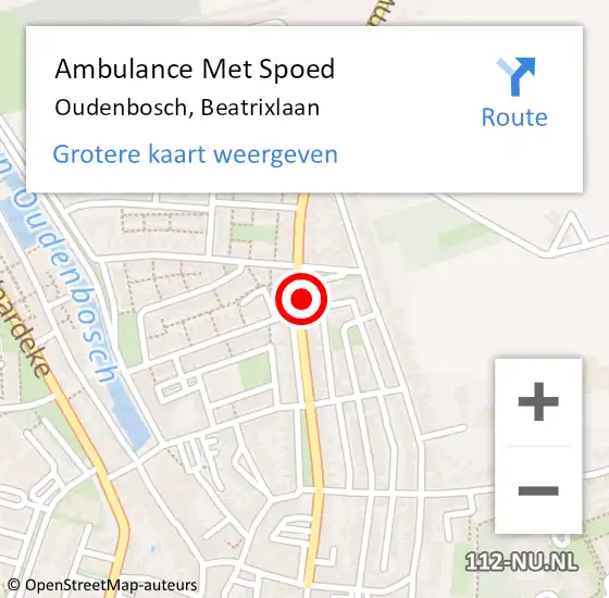 Locatie op kaart van de 112 melding: Ambulance Met Spoed Naar Oudenbosch, Beatrixlaan op 9 maart 2018 16:01