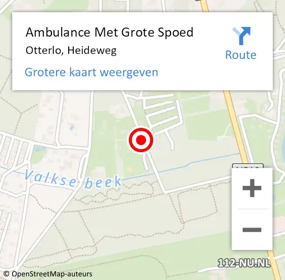 Locatie op kaart van de 112 melding: Ambulance Met Grote Spoed Naar Otterlo, Heideweg op 9 maart 2018 16:06